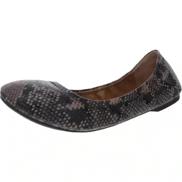 LUCKY Brand Emmie Ballerina Flat Snake Print Slip On  Shoes Black Cream Women 7 - Picture 3 of 11